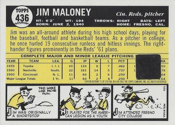 2001 Topps Archives - Autographs #TAA71 Jim Maloney Back