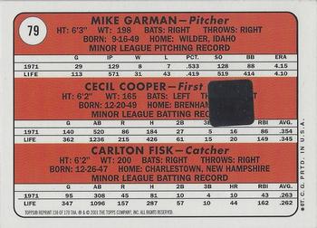 2001 Topps Archives - Autographs #TAA130 Cecil Cooper Back