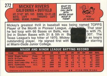 2001 Topps Archives - Autographs #TAA134 Mickey Rivers Back