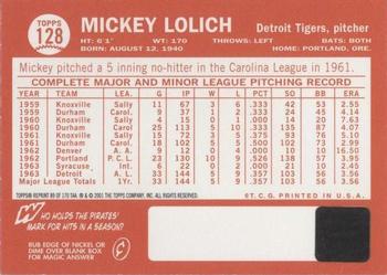 2001 Topps Archives - Autographs #TAA89 Mickey Lolich Back