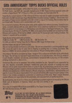 2001 Topps Archives - Topps Bucks #NNO Roberto Clemente Back