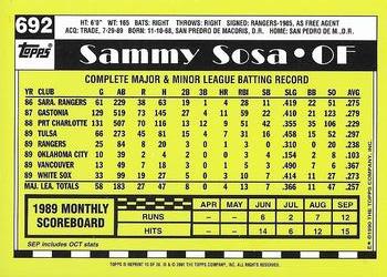 2001 Topps - Future Archives Rookie Reprints #10 Sammy Sosa Back