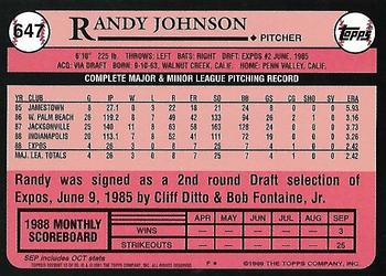 2001 Topps - Future Archives Rookie Reprints #13 Randy Johnson Back