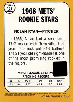 2001 Topps Archives Reserve - Rookie Reprint Relics #ARR12 Nolan Ryan Back