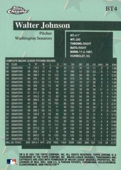 2001 Topps Chrome - Before There Was Topps #BT4 Walter Johnson  Back