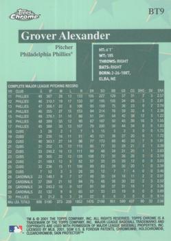 2001 Topps Chrome - Before There Was Topps #BT9 Grover Cleveland Alexander Back