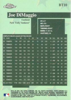 2001 Topps Chrome - Before There Was Topps #BT10 Joe DiMaggio  Back