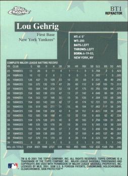 2001 Topps Chrome - Before There Was Topps Refractors #BT1 Lou Gehrig  Back