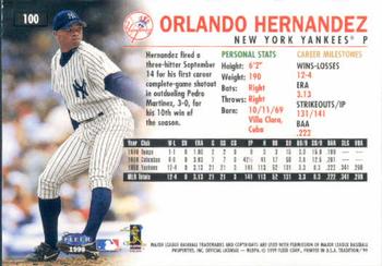 1999 Fleer Tradition #100 Orlando Hernandez Back