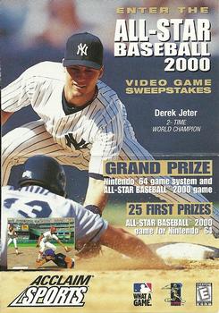 1999 Fleer Tradition #NNO All-Star Baseball 2000 Video Game Sweepstakes Entry Front