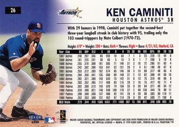 1999 Fleer Tradition #26 Ken Caminiti Back