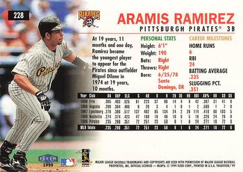 1999 Fleer Tradition #228 Aramis Ramirez Back