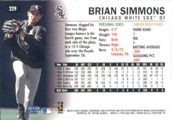 1999 Fleer Tradition #229 Brian Simmons Back