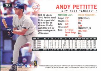 1999 Fleer Tradition #275 Andy Pettitte Back