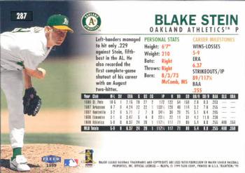 1999 Fleer Tradition #287 Blake Stein Back