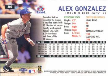 1999 Fleer Tradition #309 Alex Gonzalez Back