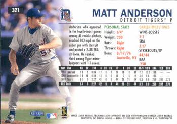 1999 Fleer Tradition #321 Matt Anderson Back
