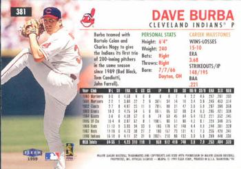1999 Fleer Tradition #381 Dave Burba Back