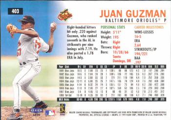 1999 Fleer Tradition #403 Juan Guzman Back