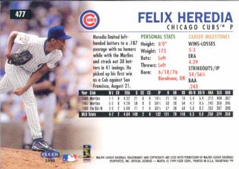 1999 Fleer Tradition #477 Felix Heredia Back