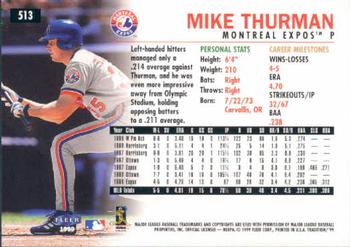 1999 Fleer Tradition #513 Mike Thurman Back