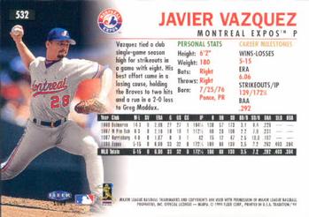 1999 Fleer Tradition #532 Javier Vazquez Back