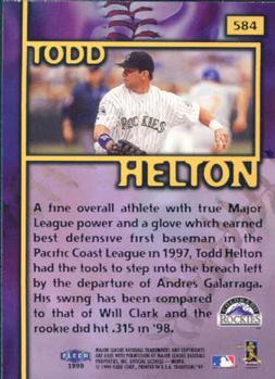 1999 Fleer Tradition #584 Todd Helton Back