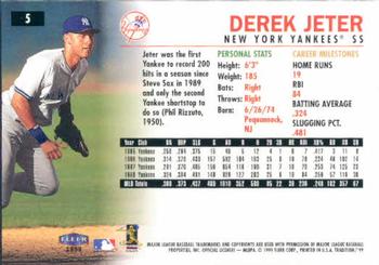 1999 Fleer Tradition #5 Derek Jeter Back