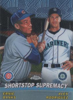 2001 Topps Chrome - Combos #TC6 Shortstop Supremacy (Ernie Banks / Alex Rodriguez)  Front