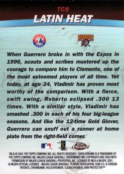 2001 Topps Chrome - Combos #TC8 Latin Heat (Vladimir Guerrero / Roberto Clemente)  Back