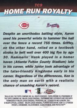 2001 Topps Chrome - Combos #TC9 Home Run Royalty (Ken Griffey Jr. / Hank Aaron)  Back