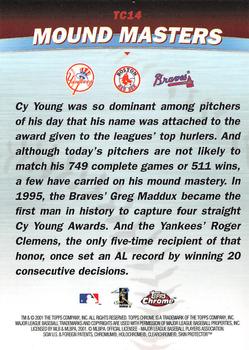 2001 Topps Chrome - Combos #TC14 Mound Masters (Roger Clemens / Cy Young / Greg Maddux)  Back
