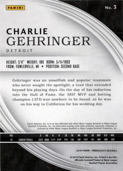 2016 Panini Immaculate Collection #3 Charlie Gehringer Back