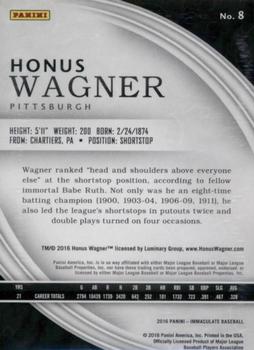 2016 Panini Immaculate Collection #8 Honus Wagner Back