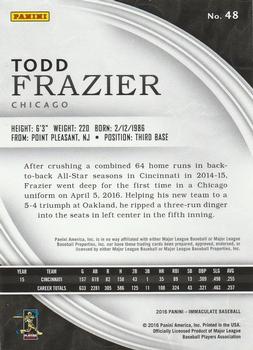 2016 Panini Immaculate Collection #48 Todd Frazier Back