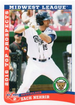 2016 Choice Midwest League Top Prospects #18 Zach Nehrir Front