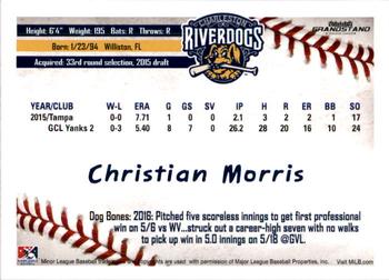 2016 Grandstand Charleston RiverDogs #NNO Christian Morris Back