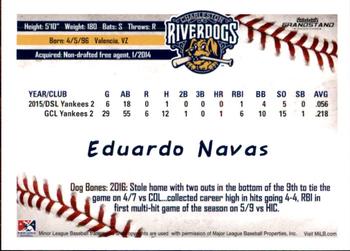 2016 Grandstand Charleston RiverDogs #NNO Eduardo Navas Back