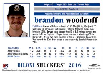2016 Grandstand Biloxi Shuckers #NNO Brandon Woodruff Back