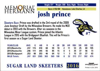 2016 Grandstand Sugar Land Skeeters #NNO Josh Prince Back