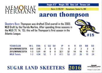 2016 Grandstand Sugar Land Skeeters #NNO Aaron Thompson Back