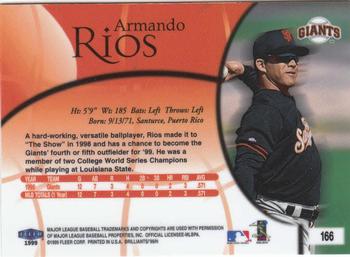 1999 Fleer Brilliants #166 Armando Rios Back