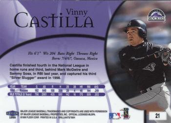 1999 Fleer Brilliants #21 Vinny Castilla Back