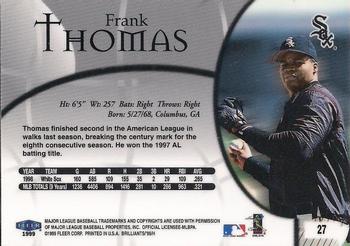 1999 Fleer Brilliants #27 Frank Thomas Back