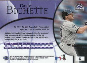 1999 Fleer Brilliants #32 Dante Bichette Back