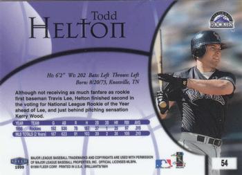 1999 Fleer Brilliants #54 Todd Helton Back