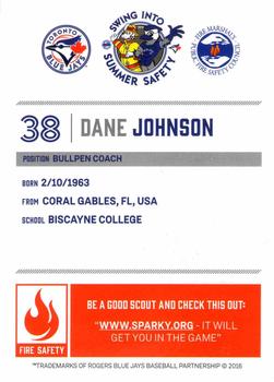 2016 Toronto Blue Jays Fire Safety #NNO Dane Johnson Back