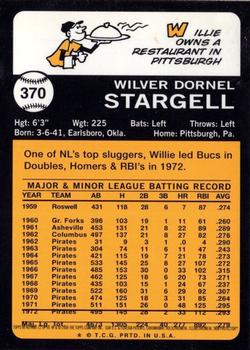 2001 Topps Chrome - Through the Years Reprints #22 Willie Stargell Back