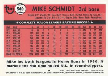 2001 Topps Chrome - Through the Years Reprints #34 Mike Schmidt Back