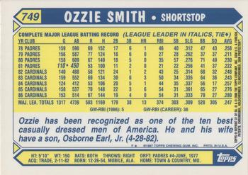 2001 Topps Chrome - Through the Years Reprints #37 Ozzie Smith Back